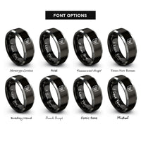 font options for inside engraving on black & gray canyon rings