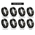 font options for inside engraving on black & grey canyon contours rings
