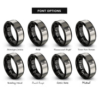 font options for inside engraving on black & gray canyon contours rings