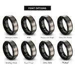 font options for inside engraving on black & silver canyon hoodoo rings