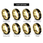 font options for inside engraving on black & gold canyon landscape sun rings