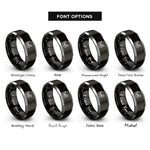 font options for inside engraving on black & silver canyon landscape sun rings