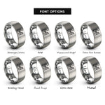 font options for inside engraving on silver canyon landscape sun rings