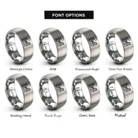 font options for inside engraving on silver canyon landscape sun rings