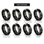 font options for inside engraving on black & grey canyon river bend rings