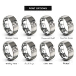 font options for inside engraving on gray canyon river bend rings