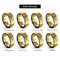font options for inside engraving on black & gold canyon silhouette sun rings