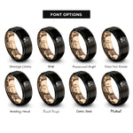 font options for inside engraving on black & rose gold cap diploma rings