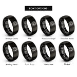 font options for inside engraving on black cap toss silhouette rings