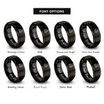 font options for inside engraving on black cap toss silhouette rings