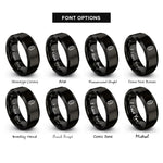 font options for inside engraving on black capacitor rings