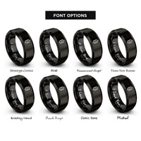 font options for inside engraving on black capacitor rings