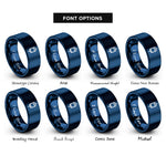 font options for inside engraving on blue capacitor rings