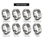 font options for inside engraving on grey capacitor rings