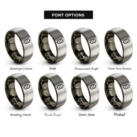 font options for inside engraving on gunmetal & silver capacitor rings