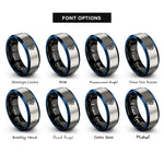 font options for inside engraving on black & blue & gray capacitor symbol rings