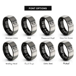 font options for inside engraving on black & gray capacitor symbol rings
