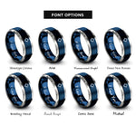 font options for inside engraving on blue & gray capacitor symbol rings