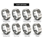 font options for inside engraving on gray capacitor symbol rings