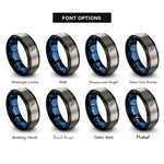 font options for inside engraving on black & blue & silver cape wave rings