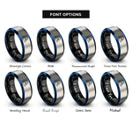 font options for inside engraving on black & blue & grey cape wave rings