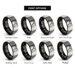 font options for inside engraving on black & silver capo rings