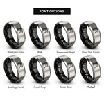 font options for inside engraving on black & silver capo rings