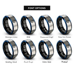 font options for inside engraving on black & blue & silver capricorn rings