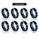 font options for inside engraving on blue & grey capricorn rings