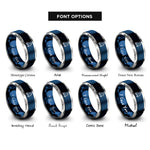font options for inside engraving on blue & silver capricorn rings