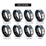 font options for inside engraving on black & blue & silver capricornus rings