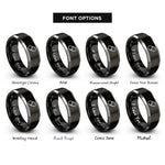 font options for inside engraving on black & grey capsule pill rings