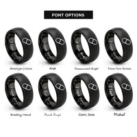 font options for inside engraving on black capsule pill rings