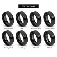 font options for inside engraving on black capsule pill rings