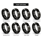font options for inside engraving on black & gray captain bars rings