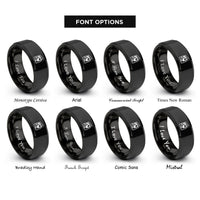 font options for inside engraving on black captain bars rings