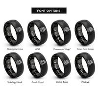 font options for inside engraving on black captain bars rings