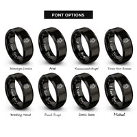 font options for inside engraving on black captain bars rings