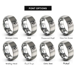 font options for inside engraving on silver captain bars rings