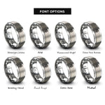 font options for inside engraving on gray captain bars rings