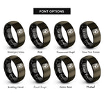 font options for inside engraving on gunmetal & black captain bars rings