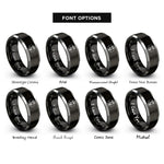 font options for inside engraving on black & silver captain circle rings