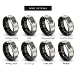 font options for inside engraving on black & gray captain circle rings