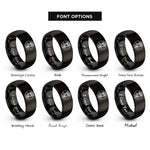 font options for inside engraving on black captain circle rings