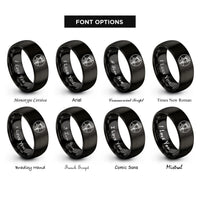 font options for inside engraving on black captain circle rings