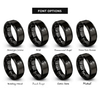 font options for inside engraving on black captain circle rings
