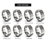 font options for inside engraving on grey captain circle rings