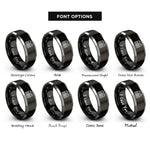 font options for inside engraving on black & gray captain epaulets rings