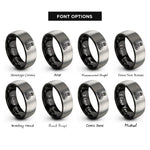 font options for inside engraving on black & silver captain wheel rings