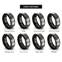 font options for inside engraving on black & gray captain wheel rings